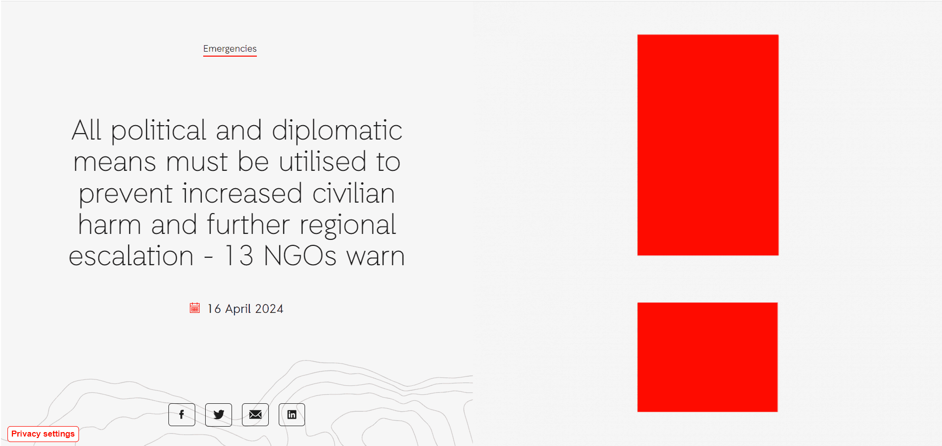All political and diplomatic means must be utilised to prevent increased civilian harm and further regional escalation - 13 NGOs warn